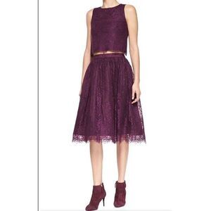 ALICE + OLIVIA Mali Top Perkins Skirt 2-Piece Set Size 0 Amethyst‎ Purple Lace